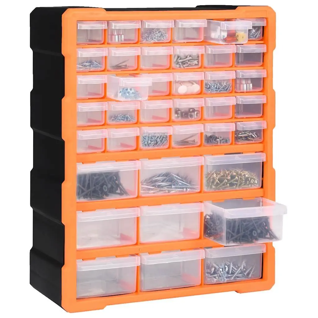 Multi-Drawer Storage Box Tool Organiser 39 Drawers Orange Plastic Hardware Crafts
