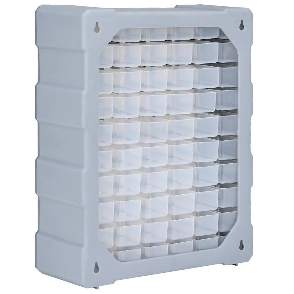 60 Drawer Tool Storage Box Grey Multi-Drawer Organiser Polypropylene 38x16x47.5cm