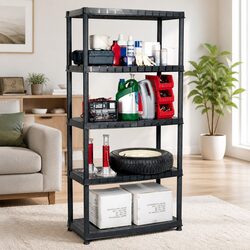 Versatile 5-Tier Black Shelf Perfect for Home Use