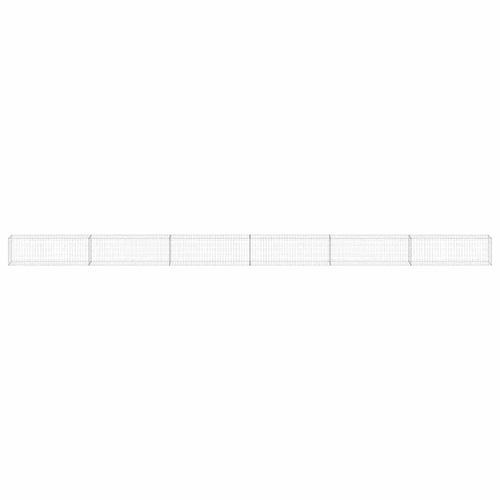 Gabion Fence Panel Galvanised Steel 900x30x50cm Silver Retaining Wall