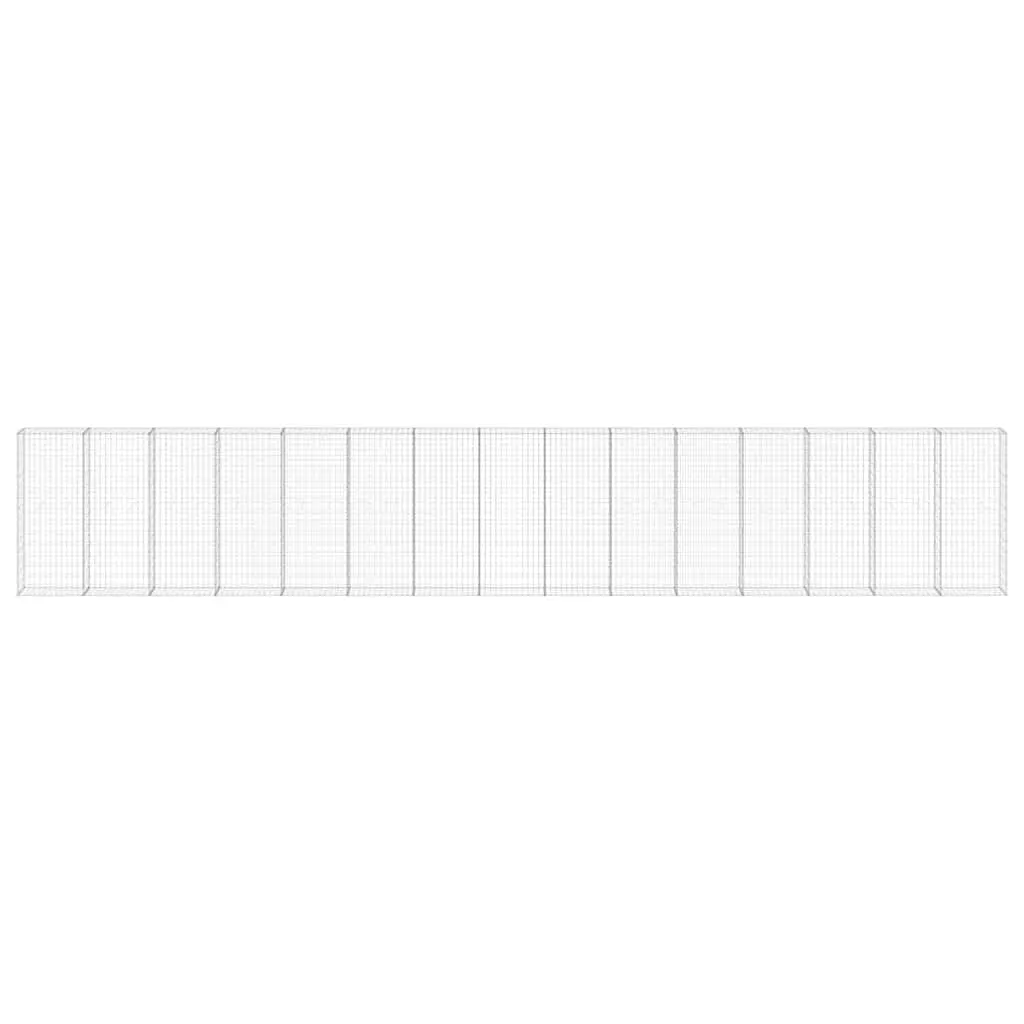 Gabion Basket Galvanised Steel 900x30x150cm Silver Fence Panel with Covers for Outdoor Retaining Wall Use
