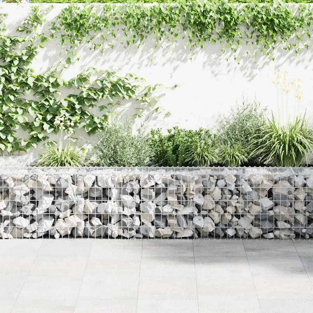 Gabion Wall Fence Panel Galvanised Steel Retaining Barrier 300x30x50 cm Silver