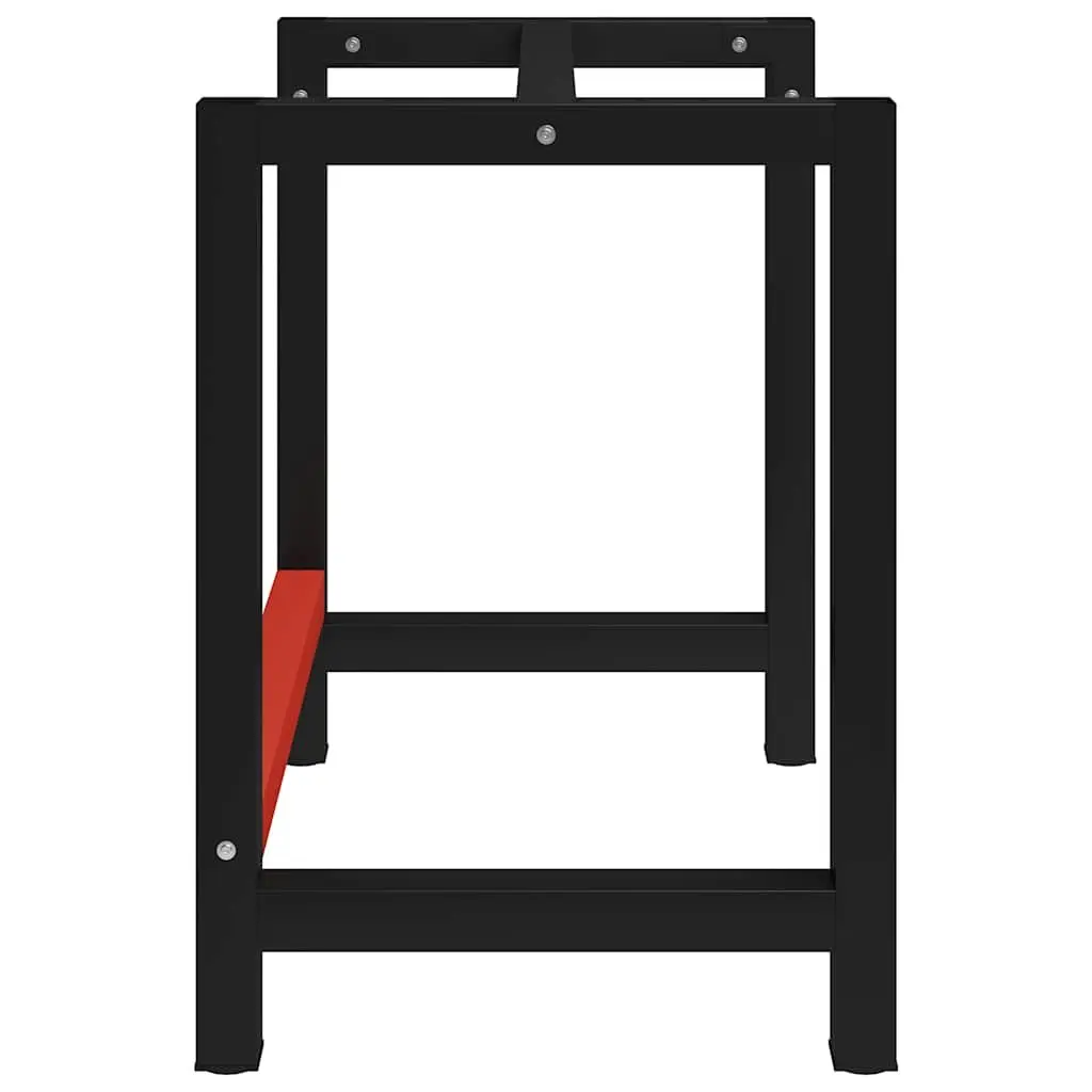 Metal Work Bench Frame Heavy Duty Powder-Coated 80x57x79cm Black Red Reinforced Bar