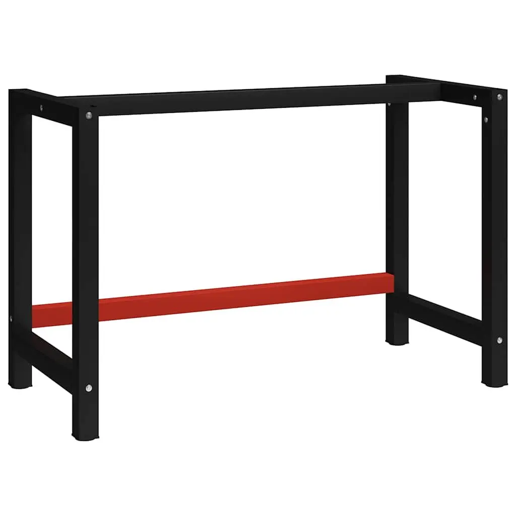 Metal Work Bench Frame 120x57x79cm Black Red Sturdy