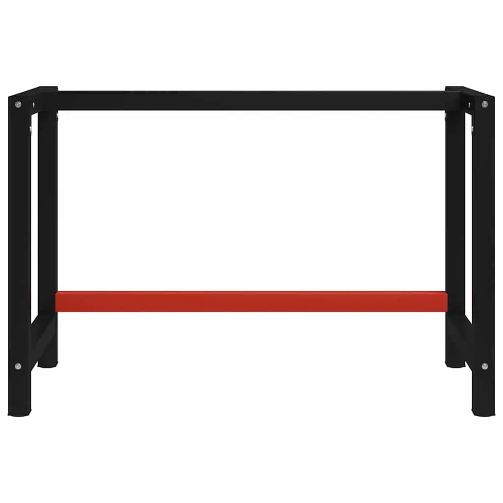 Metal Work Bench Frame 120x57x79cm Black Red Sturdy