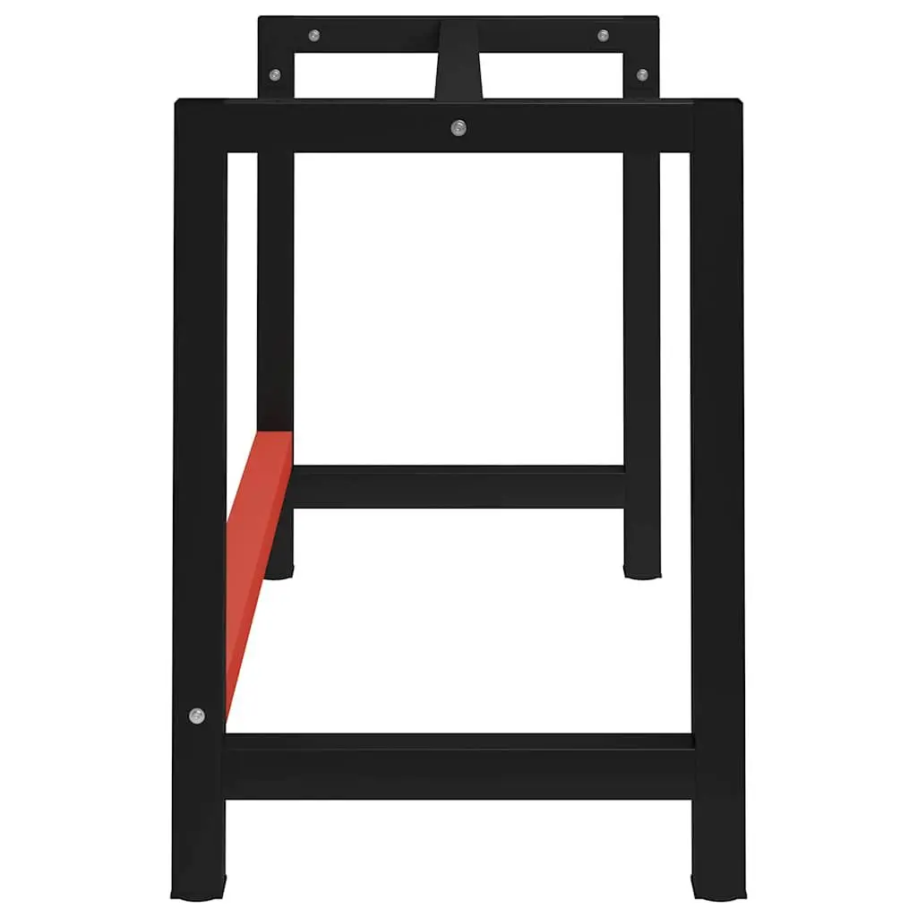 Metal Work Bench Frame 120x57x79cm Black Red Sturdy