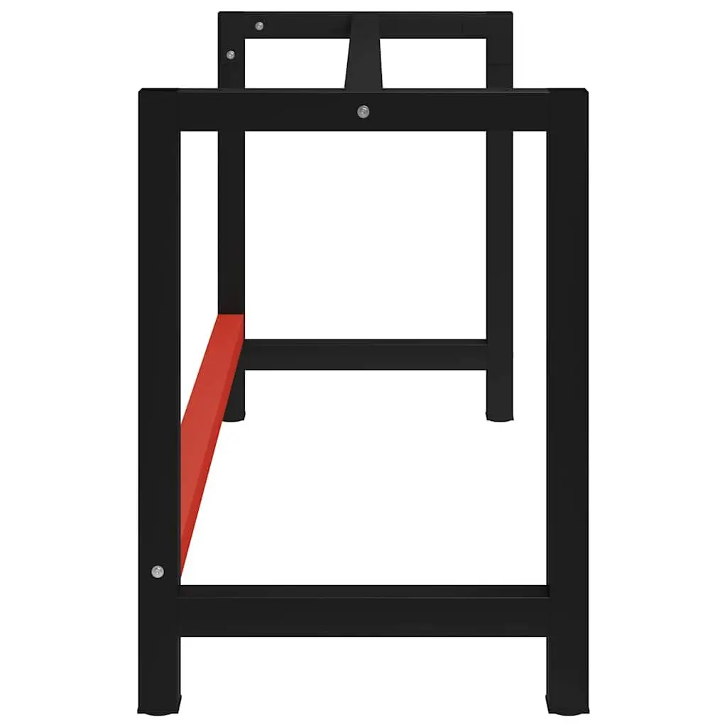 Metal Work Bench Frame Heavy Duty Powder Coated Black Red 150 x 57 x 79 cm Industrial