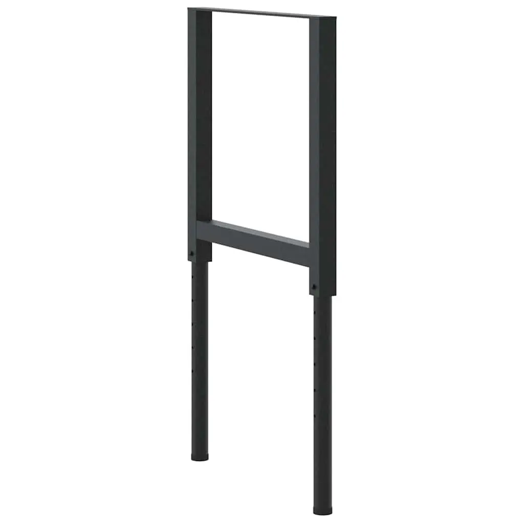 Adjustable Workbench Frames Black Metal 55cm 69 to 95.5cm Height Set of 2 for Workshop Garage