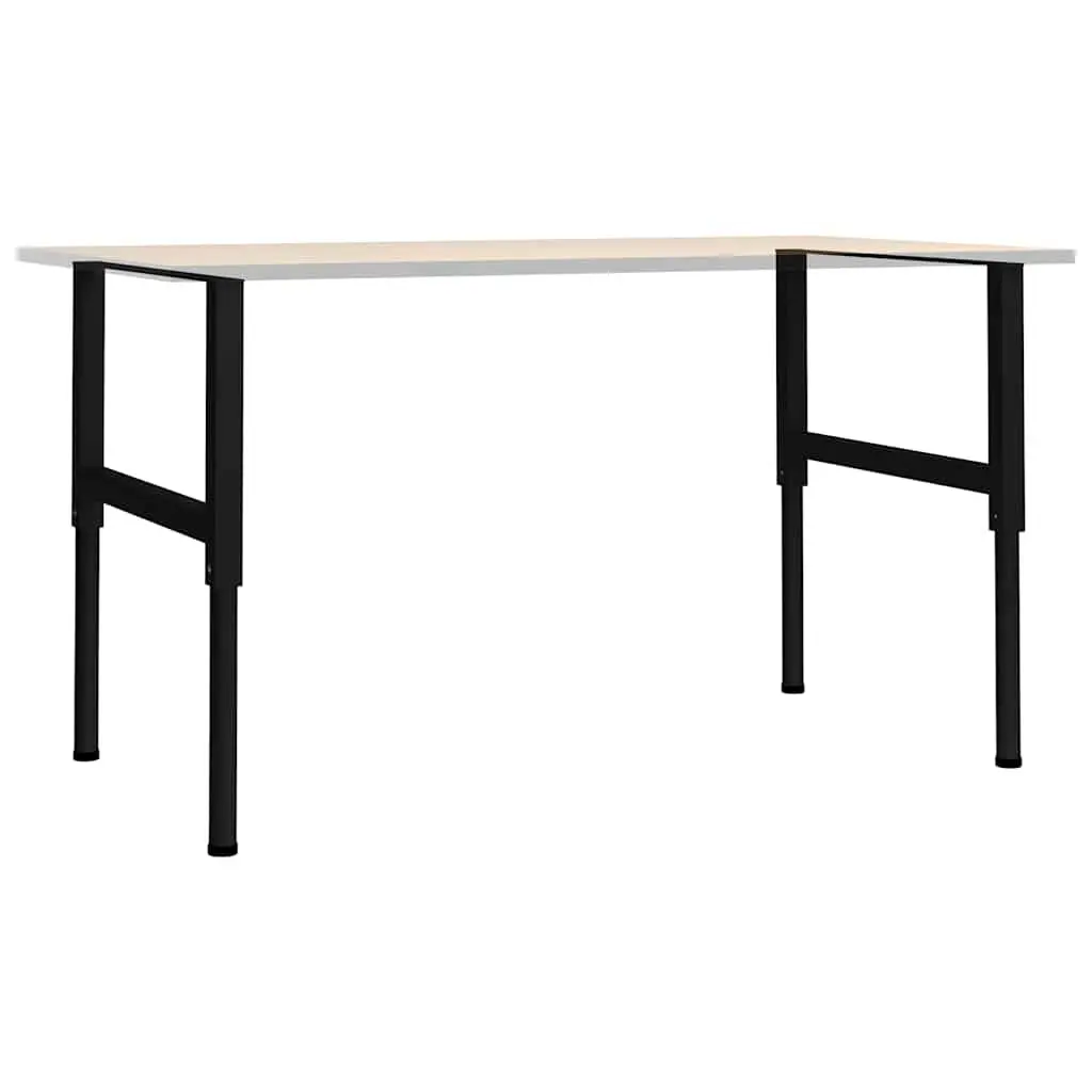 Metal Table Legs Adjustable Height 69 to 95.5cm Black Workbench Frame 2 Pieces