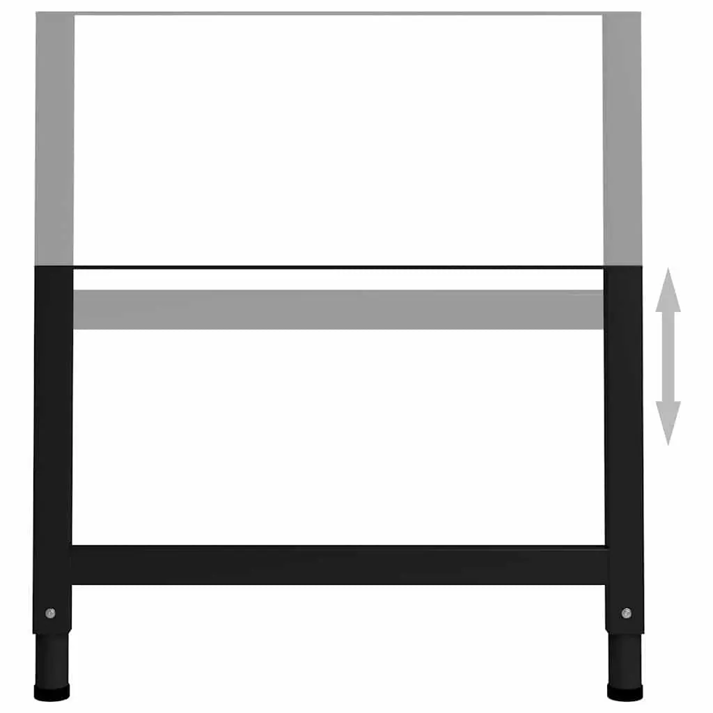 Metal Table Legs Adjustable Height 69 to 95.5cm Black Workbench Frame 2 Pieces