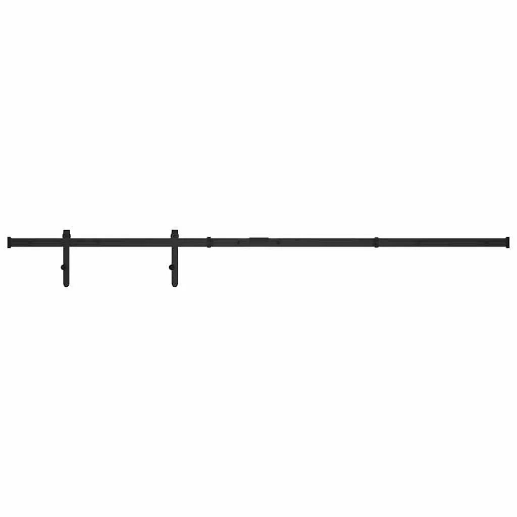 Sliding Door Kit Carbon Steel 183cm Track Rail System Black