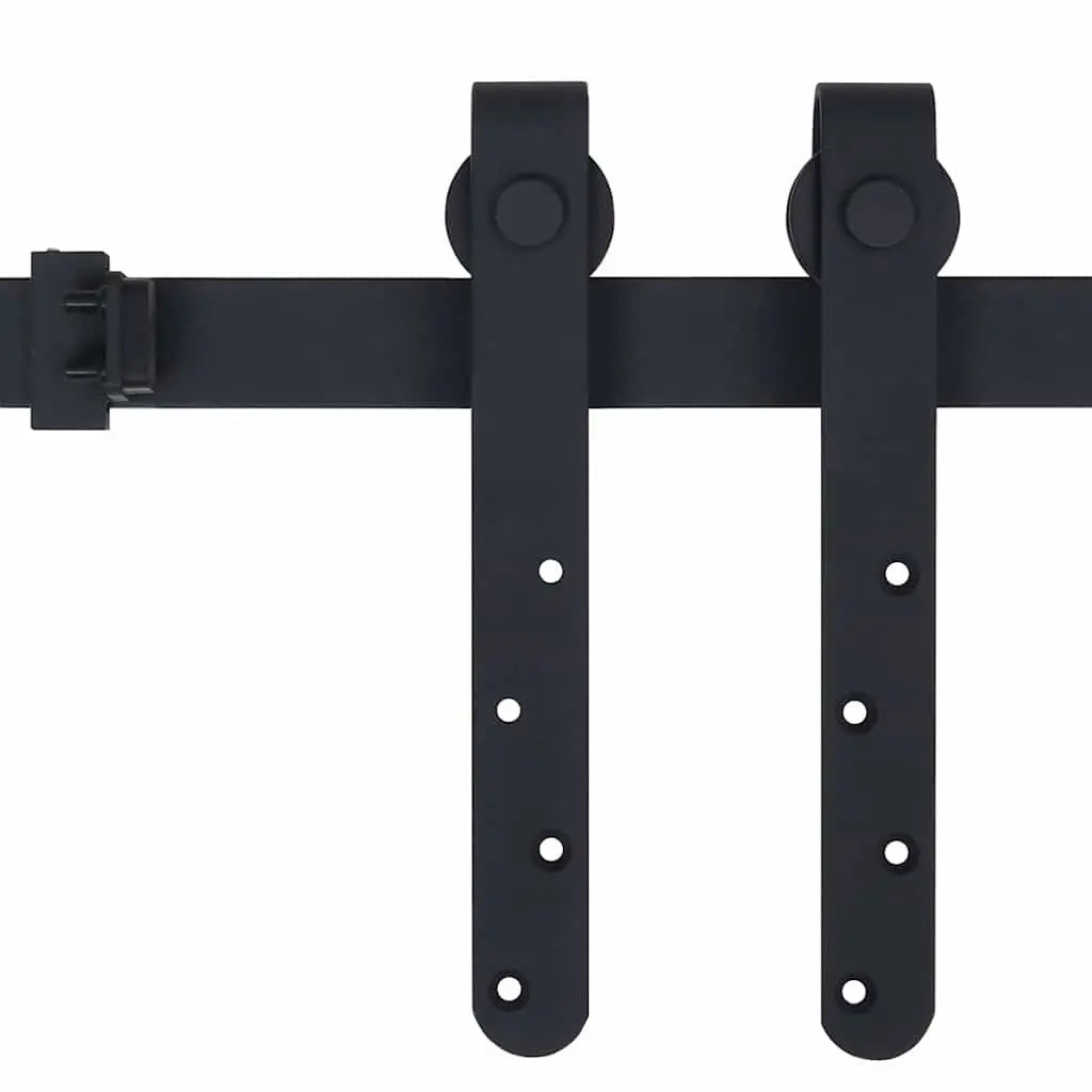 Sliding Door Kit Carbon Steel 183cm Track Rail System Black