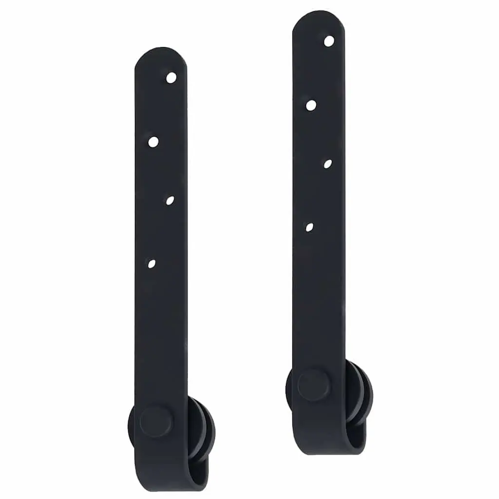 Sliding Door Kit Carbon Steel 183cm Track Rail System Black