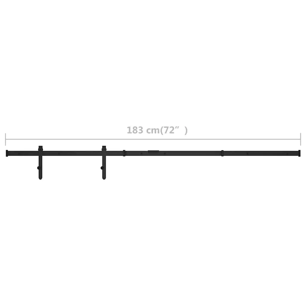 Sliding Door Kit Carbon Steel 183cm Track Rail System Black