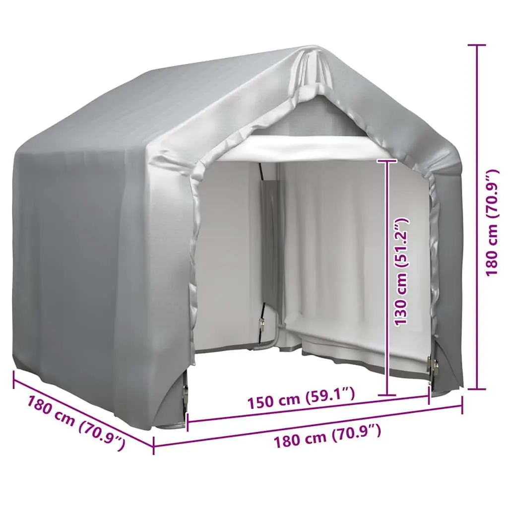 Outdoor Storage Tent Grey 180cm x 180cm Galvanised Steel Frame Multipurpose Weatherproof Garden Structure
