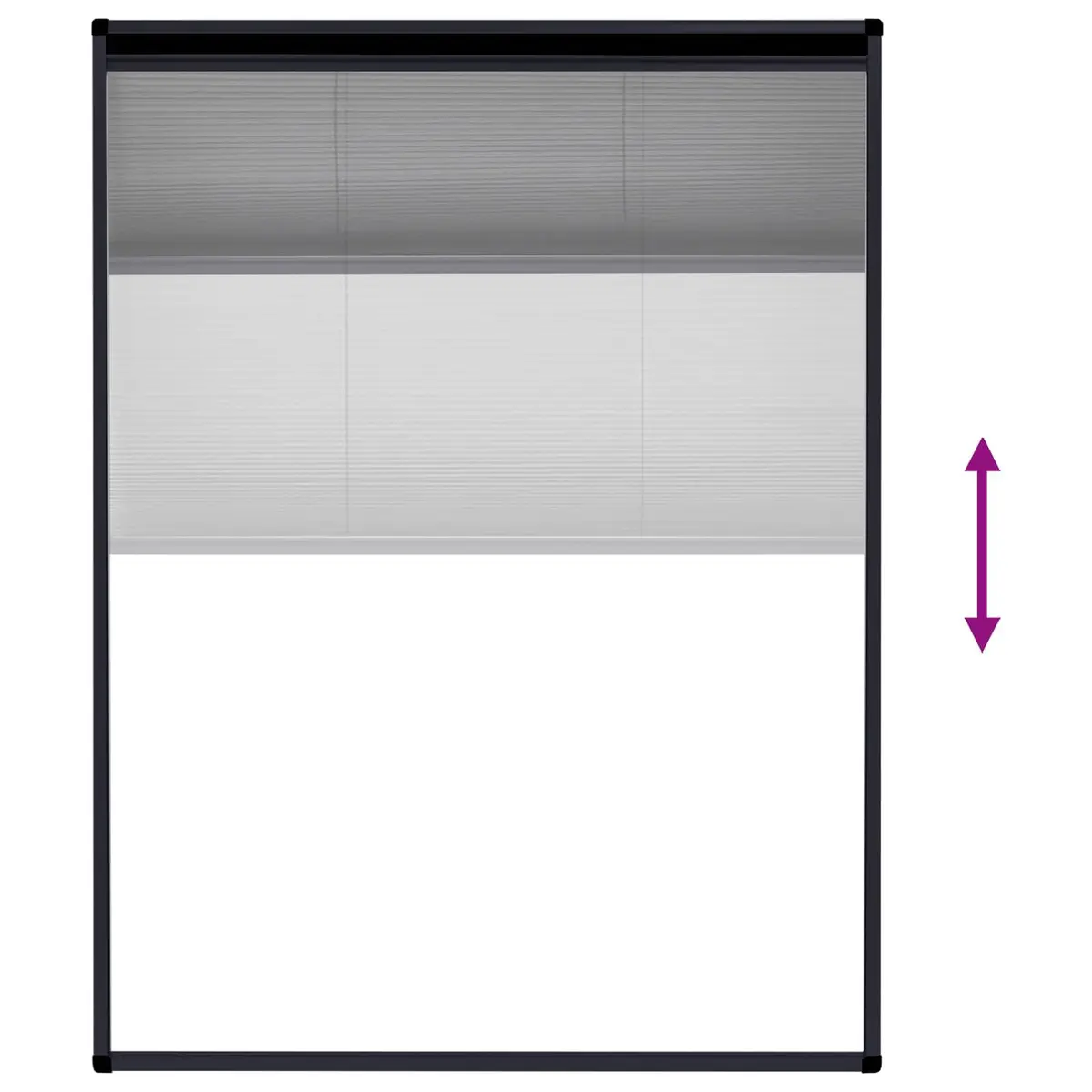 Plisse Insect Screen Anthracite Aluminium Frame 60x80cm for Windows Mesh