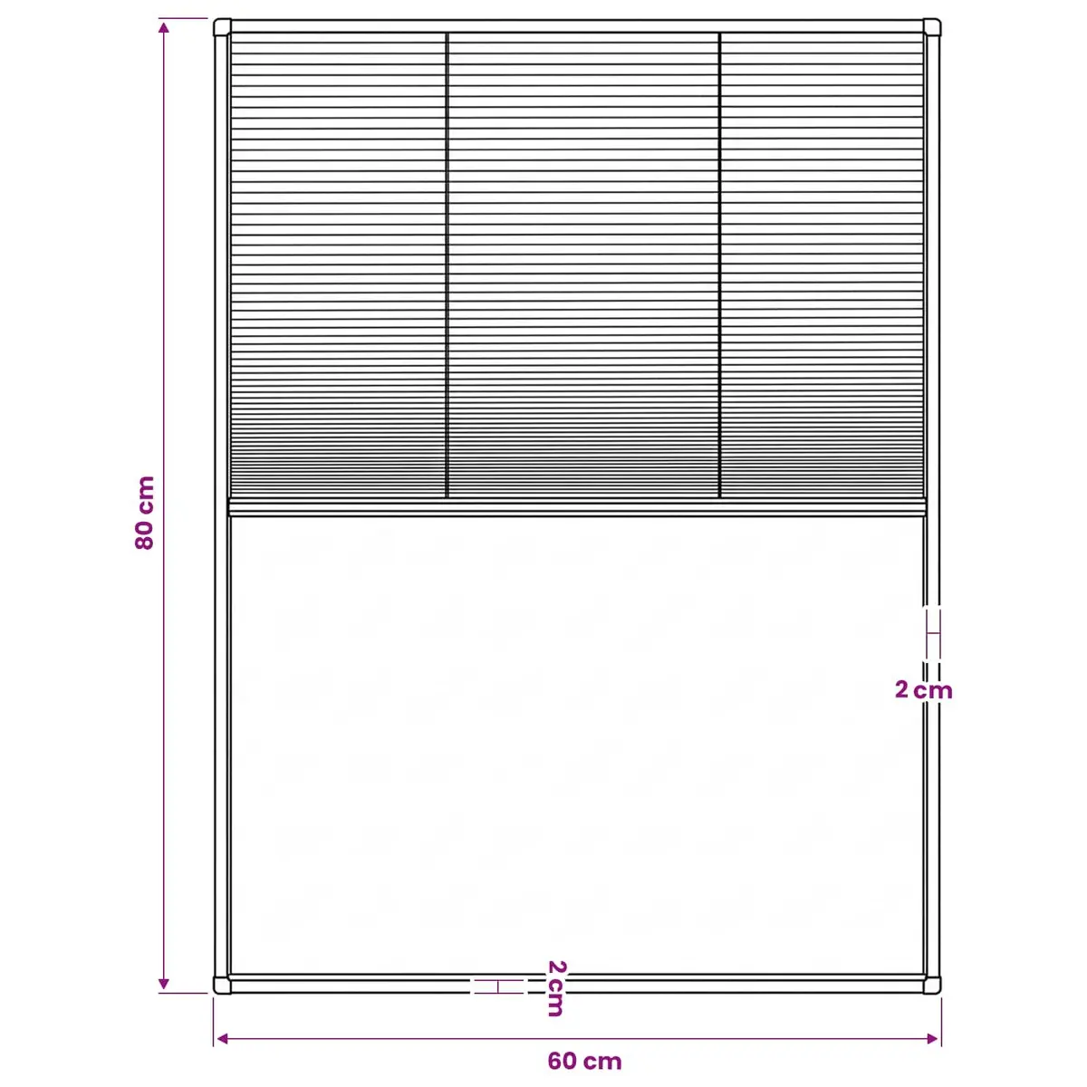 Plisse Insect Screen Anthracite Aluminium Frame 60x80cm for Windows Mesh