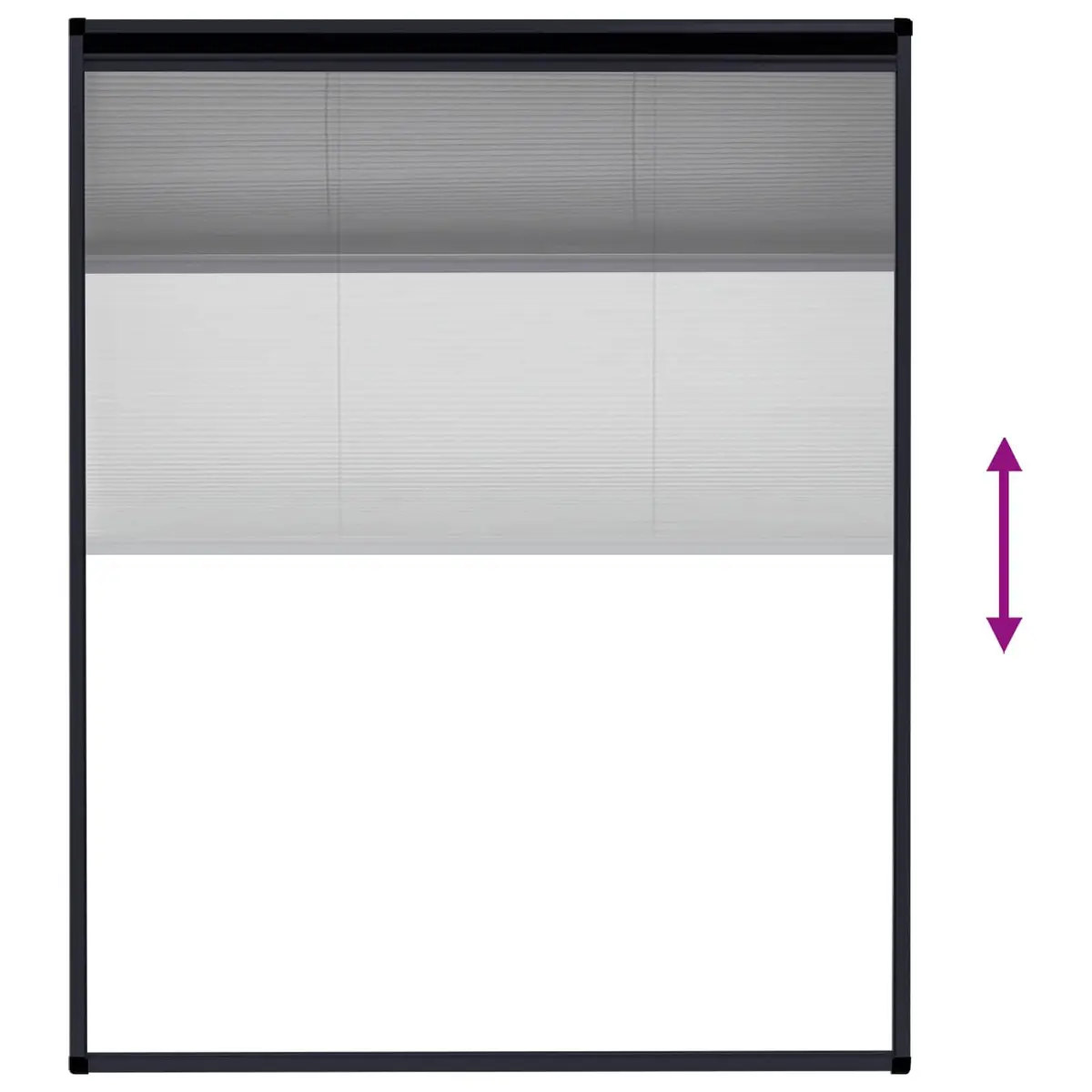 Insect Screen Plisse Fine Mesh Anthracite Aluminium Frame 80x100cm for Windows