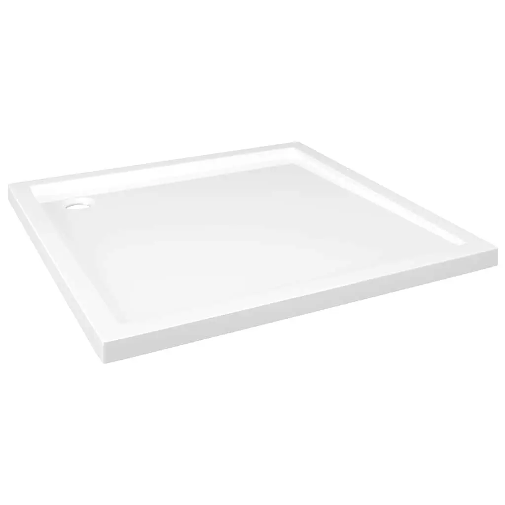 Square Shower Base Tray High Gloss ABS 80x80 cm White Low Threshold Modern Bathroom Fixture