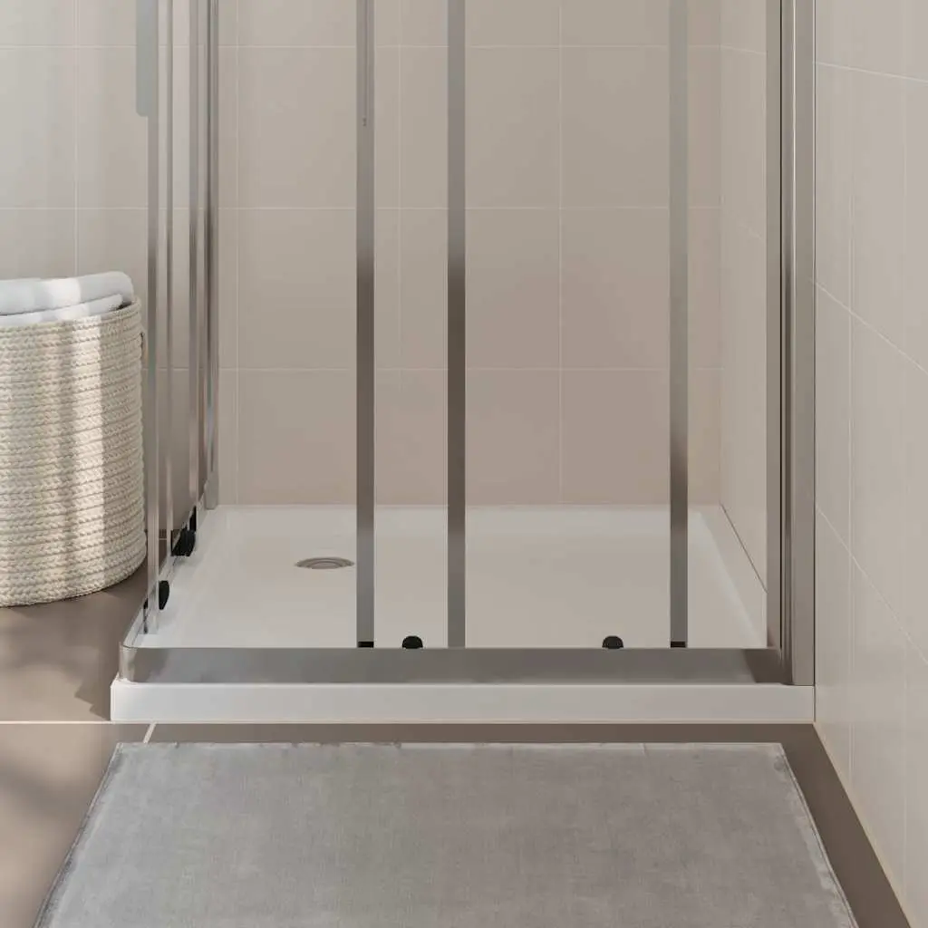 Square Shower Base Tray High Gloss ABS 80x80 cm White Low Threshold Modern Bathroom Fixture