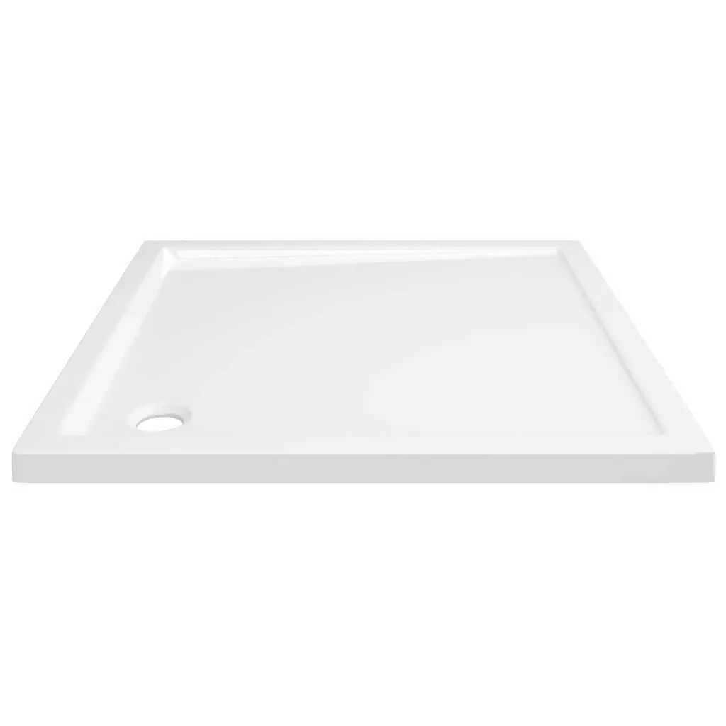 Square Shower Base Tray High Gloss ABS 80x80 cm White Low Threshold Modern Bathroom Fixture