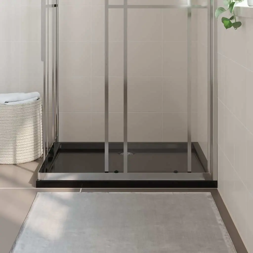 Rectangular Shower Base Tray ABS with Fibreglass Reinforcement 80x100cm Black