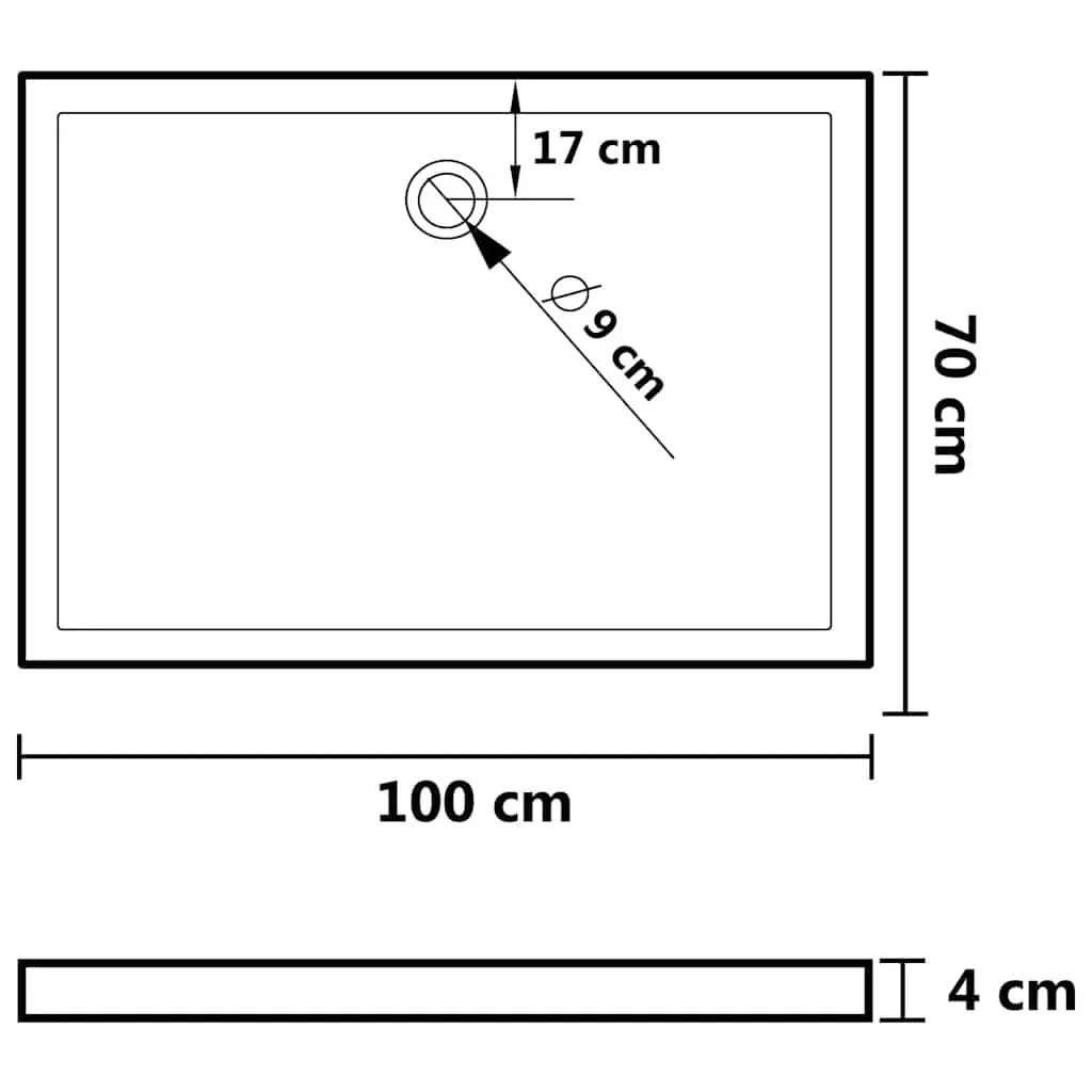 Shower Base Tray ABS Fibreglass Reinforced 70x100 cm Black Low Threshold Modern