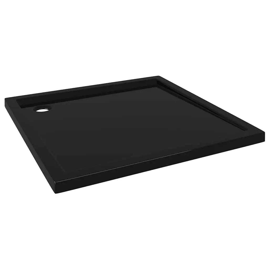 Square Shower Base Tray Fibreglass Reinforced 80x80 cm Black Low Threshold Modern Bathroom Floor Pan