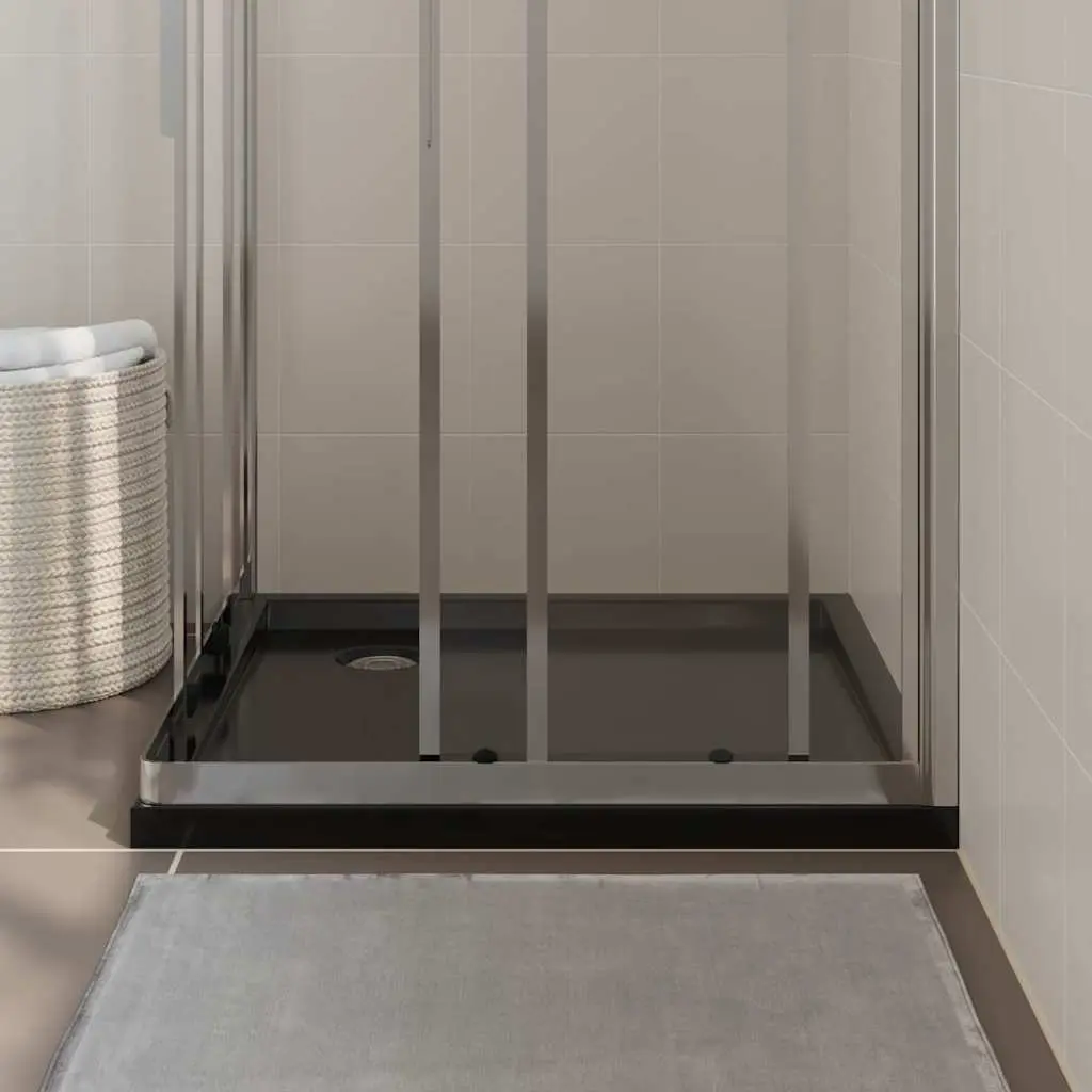 Square Shower Base Tray Fibreglass Reinforced 80x80 cm Black Low Threshold Modern Bathroom Floor Pan