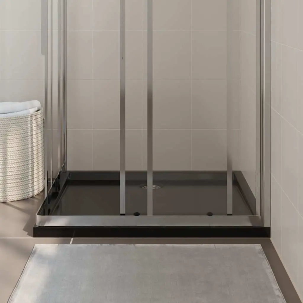 Shower Base Tray Fibreglass Reinforced 80x90 cm Black Low Threshold Modern
