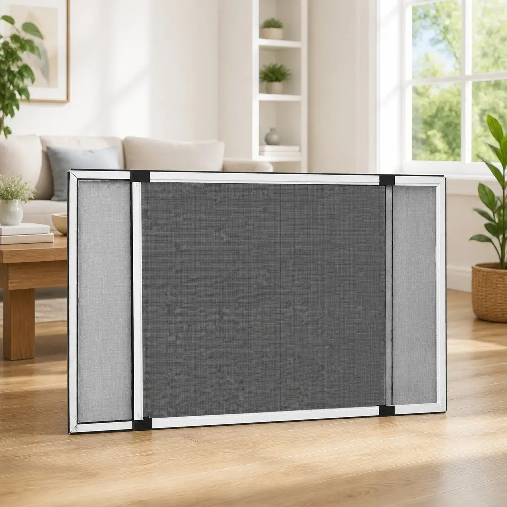 Window Insect Screen Aluminium Adjustable 75-143cm White Fibreglass Mesh