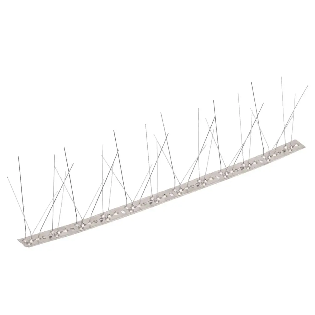 Anti-Bird Deterrent 5-Row Stainless Steel Spikes 20m Set of 40 Silver