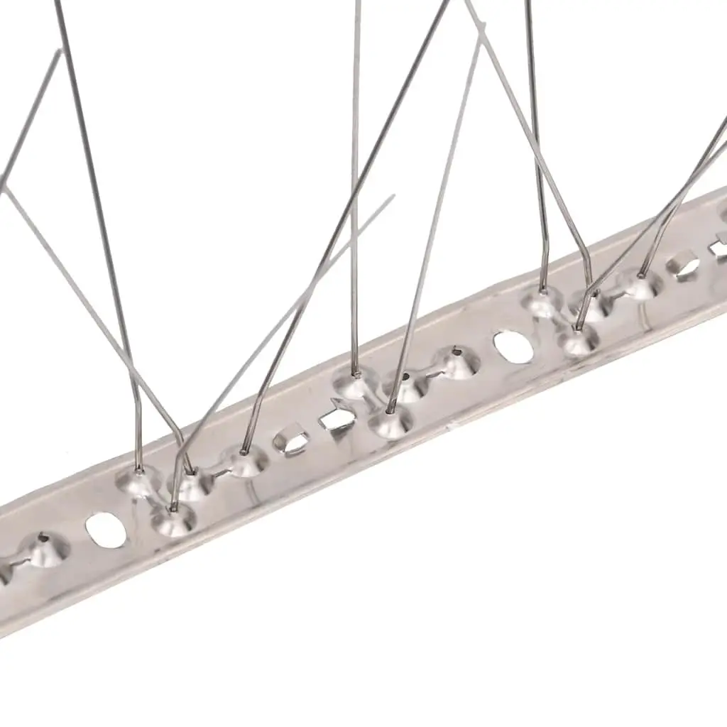 Anti-Bird Deterrent 5-Row Stainless Steel Spikes 20m Set of 40 Silver