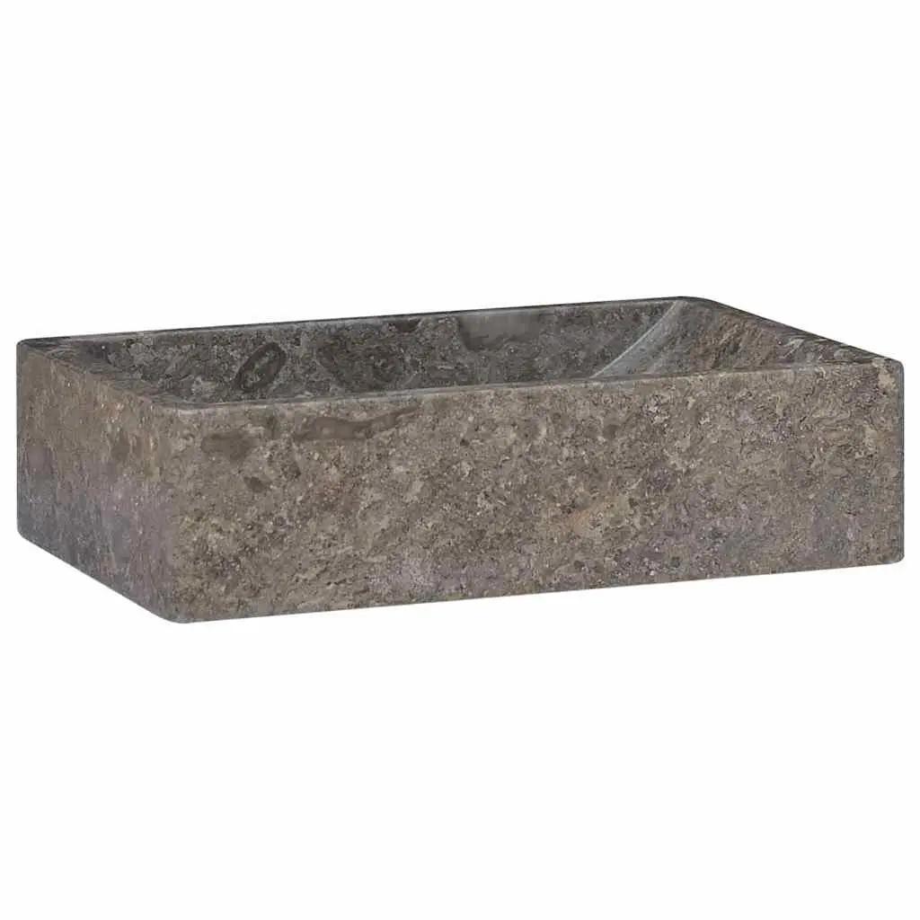 Bathroom Sink Marble 45x30x12cm Grey High Gloss Modern Washroom Fixture