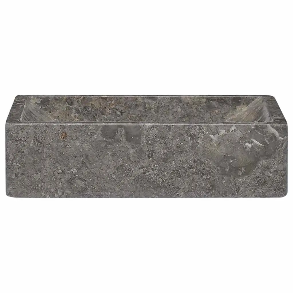Bathroom Sink Marble 45x30x12cm Grey High Gloss Modern Washroom Fixture