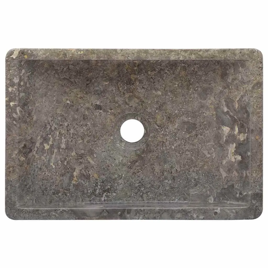 Bathroom Sink Marble 45x30x12cm Grey High Gloss Modern Washroom Fixture
