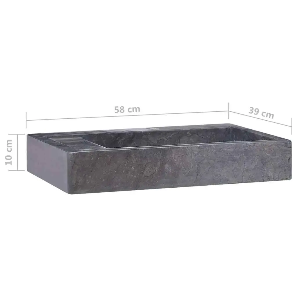 Bathroom Sink Handmade Marble Black 58x39x10 cm Modern Vessel Countertop