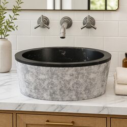 Practical Black Marble Bathroom Basin Sink