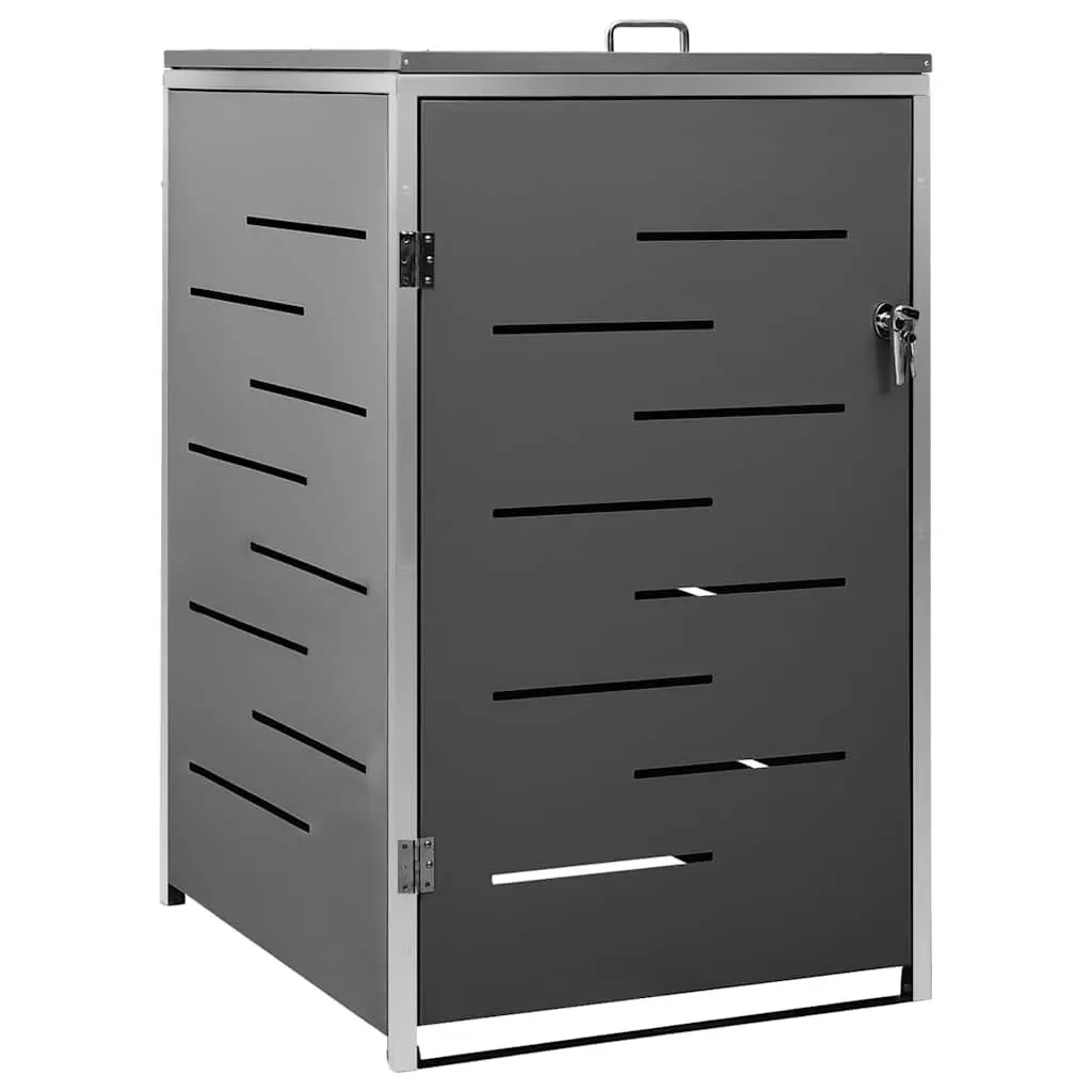 Wheelie Bin Shed Galvanised Steel Panel Stainless Steel Frame 69 x 77.5 x 115 cm Lockable Garden Waste Container Enclosure