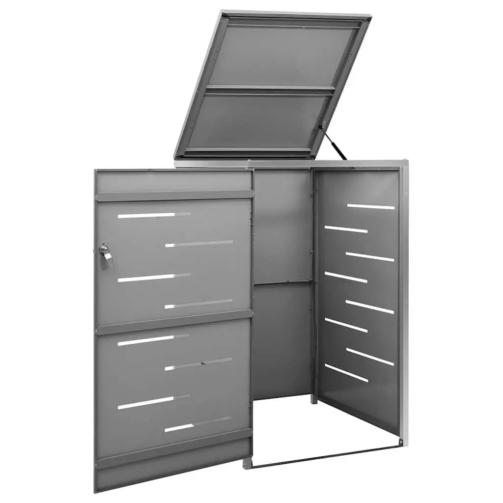 Wheelie Bin Shed Galvanised Steel Panel Stainless Steel Frame 69 x 77.5 x 115 cm Lockable Garden Waste Container Enclosure