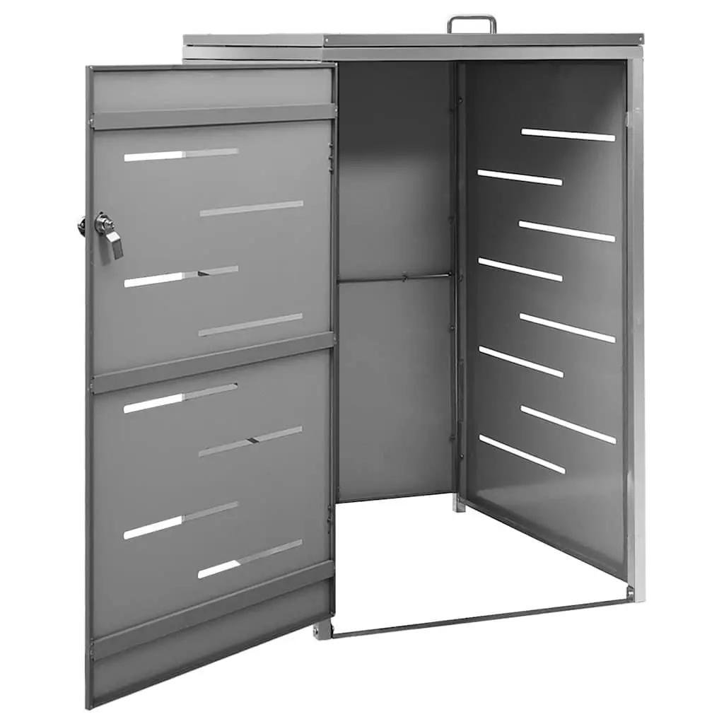 Wheelie Bin Shed Galvanised Steel Panel Stainless Steel Frame 69 x 77.5 x 115 cm Lockable Garden Waste Container Enclosure