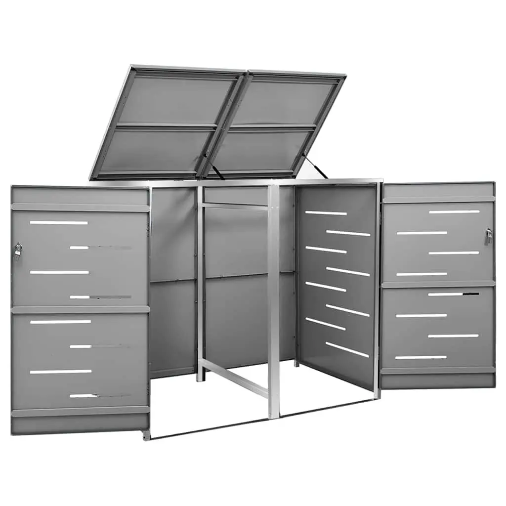 Double Wheelie Bin Shed 138x77.5x115cm Garden Waste Container Storage Enclosure