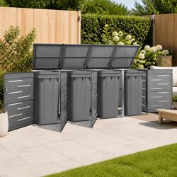 Quadruple Wheelie Bin Shed for Home Use