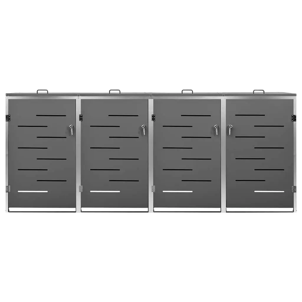 Quadruple Wheelie Bin Shed Galvanised Steel Anthracite 2765 x 775 x 115 cm