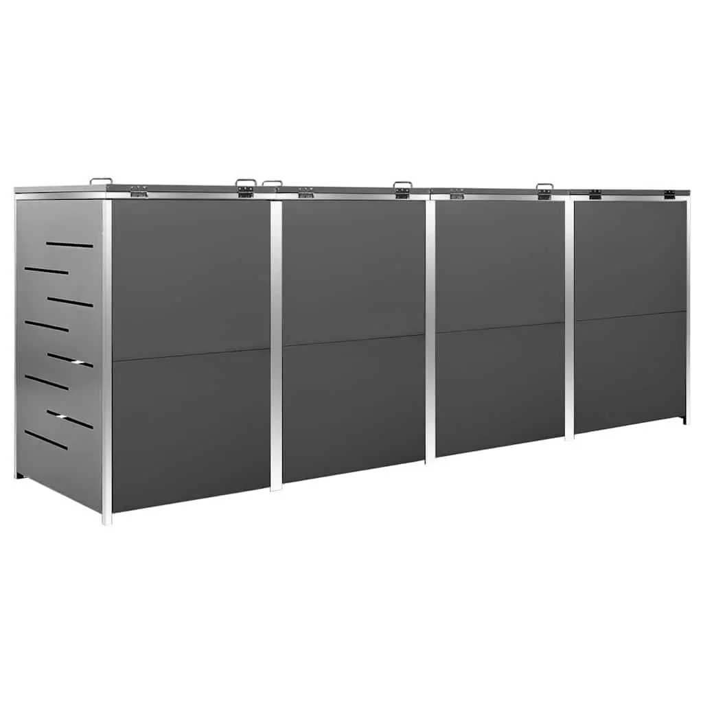 Quadruple Wheelie Bin Shed Galvanised Steel Anthracite 2765 x 775 x 115 cm