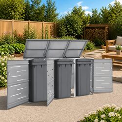 Triple Wheelie Bin Shed for Outdoor Use