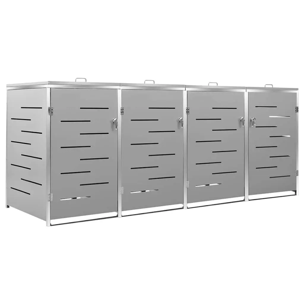 Wheelie Bin Shed Galvanised Steel Grey 276.5x77.5x115cm
