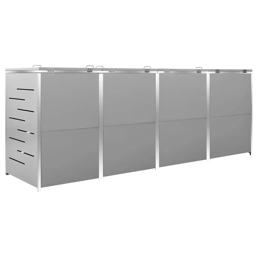 Wheelie Bin Shed Galvanised Steel Grey 276.5x77.5x115cm