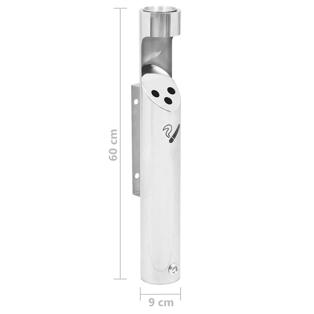 Wall Mounted Ashtray Stainless Steel Cigarette Butt Disposal Hinged Bottom