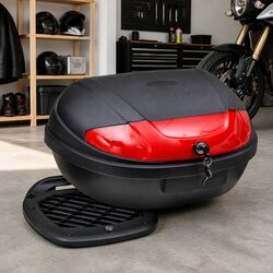 Motorcycle Top Case 72L Storage Box 2 Helmet Capacity Quick Release System